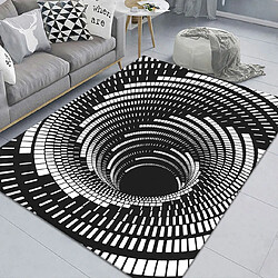 Acheter Universal 3D Swirl Illusion Noir Blanc Zone Tapis Tapis non coulissant Listings Chambre Chambre Porteur Résumé Optique géométrique Tapis extérieur | Tapis(Le noir)