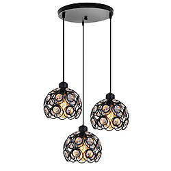 Stoex Suspension Luminaire Moderne Cristal 20cm Lustre Métal Plafonnier 3 Lampe pour Chambre Salon Restaurant Noir