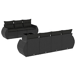 vidaXL Salon de jardin 8 pcs avec coussins noir résine tressée