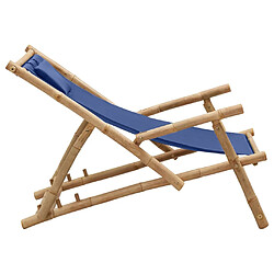 Avis vidaXL Chaise de terrasse Bambou et toile Bleu marine