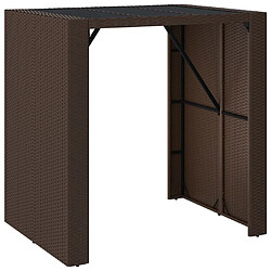 vidaXL Table de bar et dessus en verre marron 105x80x110 cm poly rotin