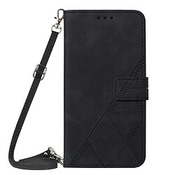 Etui en PU anti-rayures, motif lignes, fermoir magnétique avec support et bandoulière noir pour votre Sony Xperia 10 III 5G/10 III Lite