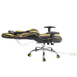 Decoshop26 Fauteuil de bureau gamer design sportif fonction de massage chauffant avec coussins en PVC noir / jaune 10_0002531 pas cher