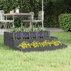 vidaXL Jardinière Gris 78x78x27 cm Bois massif de pin