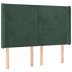 vidaXL Tête de lit avec oreilles Vert foncé 147x16x118/128 cm Velours