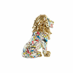 DKD Home Decor Figurine Lion Moderne Figurine décorative - Résine - Thème lion moderne - Multicouleur - Dimensions 21 x 14.5 x 27 cm