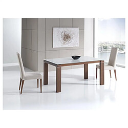 Inside 75 Table repas extensible ARMONIA 10 couverts 160/260x90cm pieds noyer plateau verre blanc