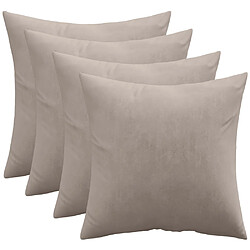 ICONIK INTERIOR Lot de 4 coussins en velours - housse et garnissage - Mesmal Beige