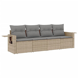 Maison Chic Salon de jardin avec coussins 4 pcs | Ensemble de Table et chaises | Mobilier d'Extérieur beige résine tressée -GKD21708