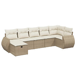 vidaXL Salon de jardin avec coussins 7 pcs beige résine tressée