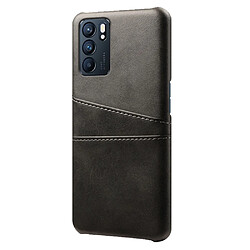 Coque en TPU + PU avec double porte-cartes noir pour votre Oppo Reno6 5G