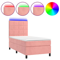 vidaXL Sommier à lattes de lit matelas et LED Rose 100x200 cm Velours