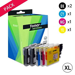 TONER SERVICES Compatible Brother LC1100VALBP Pack 5 Cartouches Noires et couleurs