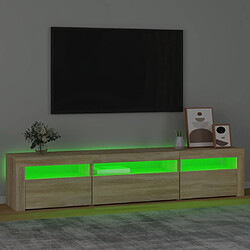 Avis vidaXL Meuble TV avec lumières LED Chêne sonoma 195x35x40 cm