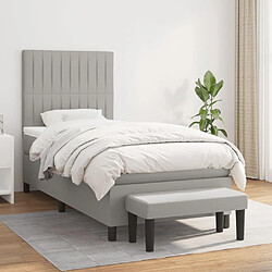 Maison Chic Lit Adulte - Lit simple Lit à sommier tapissier avec matelas moelleux - Meuble de Chambre - Gris clair 100x200cm Tissu -MN50708