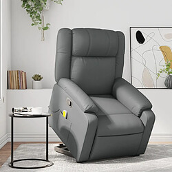 Maison Chic Fauteuil Relax pour salon, Fauteuil inclinable de massage Gris Similicuir -GKD76584