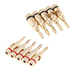 Avis 10pcs 4mm Pur Cuivre Plaqué Or Fiche Banane Ouvre Les Connecteurs Audio à Vis