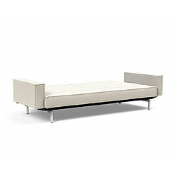 Acheter Inside 75 INNOVATION LIVING Canapé SPLITBACK pieds chromé avec accoudoirs convertible lit 115*210 cm tissu Bouclé Off White