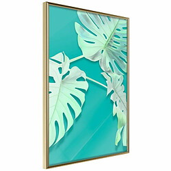 Paris Prix Affiche Murale Encadrée Teal Monstera 20 x 30 cm Or