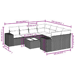 Avis vidaXL Salon de jardin avec coussins 9 pcs marron résine tressée