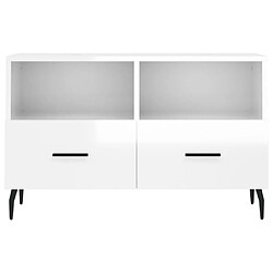 Maison Chic Meuble TV scandinave - Banc TV pour salon Blanc brillant 80x36x50 cm Bois d'ingénierie -MN41064 pas cher