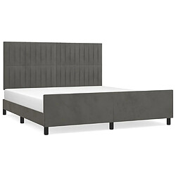 Maison Chic Lit adulte - Cadre Structure de lit avec tête de lit Contemporain Gris foncé 180x200 cm Velours -MN70428