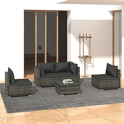 Maison Chic Salon de jardin 5 pcs + coussins - Mobilier/Meubles de jardin - Table et chaises d'extérieur Résine tressée Gris -MN97667