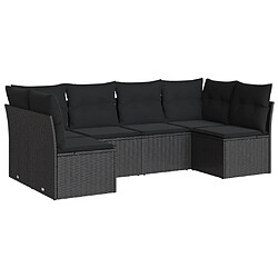 Maison Chic Salon de jardin 6 pcs avec coussins | Ensemble de Table et chaises | Mobilier d'Extérieur noir résine tressée -GKD47845