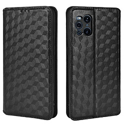 Etui en PU + TPU antichoc, motif losange avec support, noir pour votre Oppo Find X3 Pro/Find X3