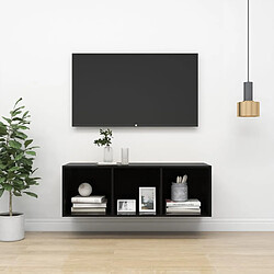 vidaXL Meuble TV mural Noir brillant 37x37x107 cm Bois d’ingénierie