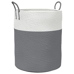 vidaXL Panier de rangement gris et blanc Ø38x46 cm coton