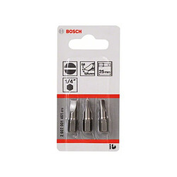 Lot de 3 embouts de vissage Extra-dure Tête fendue S0,8x5,5 à queue 6 pans mâle 1/4"" L25 mm BOSCH 2607001461