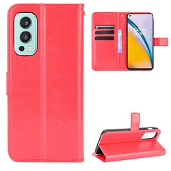 Htdmobiles Housse pour OnePlus Nord 2 5G - etui coque pochette portefeuille + verre trempe - ROUGE