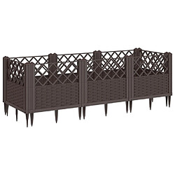 vidaXL Jardinière avec piquets marron 123,5x43,5x43,5 cm PP