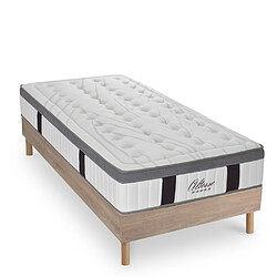 MAISON AUBERTIN Matelas Mémoire ALTESSE + Sommier Bois 90x200 Ensemble matelas à Mémoire de forme et Sommier en kit bois 90x200