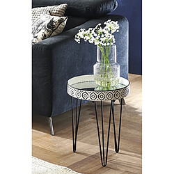 Pegane Table d'appoint coloris noir-blanc en métal - H 46 x Ø 39 cm