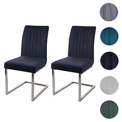 Mendler Lot de 2 chaises cantilever HWC-L14 chaise de conférence, velours inox brossé ~ anthracite-blau