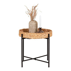 Avis Mes Table d'appoint ronde 50x48,5 cm en jacinthe d'eau et métal noir