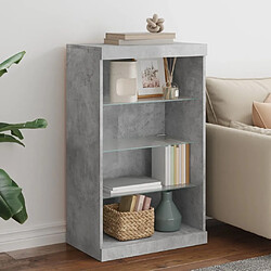 Maison Chic Commode Buffet - Meuble de rangement avec lumières LED gris béton 60,5x37x100 cm -GKD72540