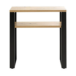 Pegane Meuble console, table console en bois coloris chêne et métal noir -longueur 70 x profondeur 28 x hauteur 75 cm