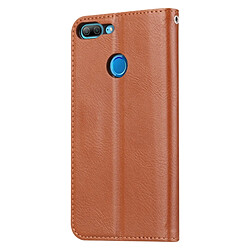 Wewoo Housse Coque Étui en cuir à rabat horizontal avec texture de peau pour Huawei Honor 9 Lite / 9iavec cadre photo et supportlogements cartes et porte-monnaie Marron