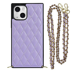 Coque en TPU + microfibre avec bandoulière violet pour votre iPhone 13 6.1 pouces