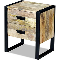 Helloshop26 Table de nuit chevet commode armoire meuble chambre auxiliaire à 2 tiroirs 43 x 33 x 51 cm bois de manguier massif 1402011