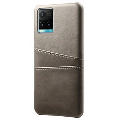 Coque en TPU + PU anti-chocs avec porte-cartes, gris pour votre Vivo Y21/Vivo Y21s/Vivo Y33s