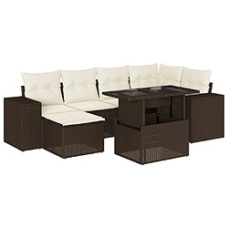 vidaXL Salon de jardin avec coussins 7 pcs marron résine tressée