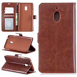 Wewoo Housse Coque Crazy Horse Texture Horizontal Etui en cuir avec support et fentes pour cartes et portefeuille et cadre photo Nokia 2.1 Marron