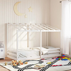 Avis Vidaxl Lit pour enfants avec toit blanc 90x200 cm bois massif de pin