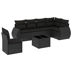 Maison Chic Salon de jardin 7 pcs avec coussins | Ensemble de Table et chaises | Mobilier d'Extérieur noir résine tressée -GKD14084