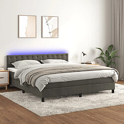 vidaXL Sommier à lattes de lit matelas et LED Gris foncé 160x200 cm