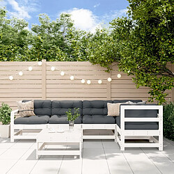 Maison Chic Salon de jardin 6 pcs + coussins - Mobilier/Meubles de jardin - Table et chaises d'extérieur blanc bois massif -MN53526